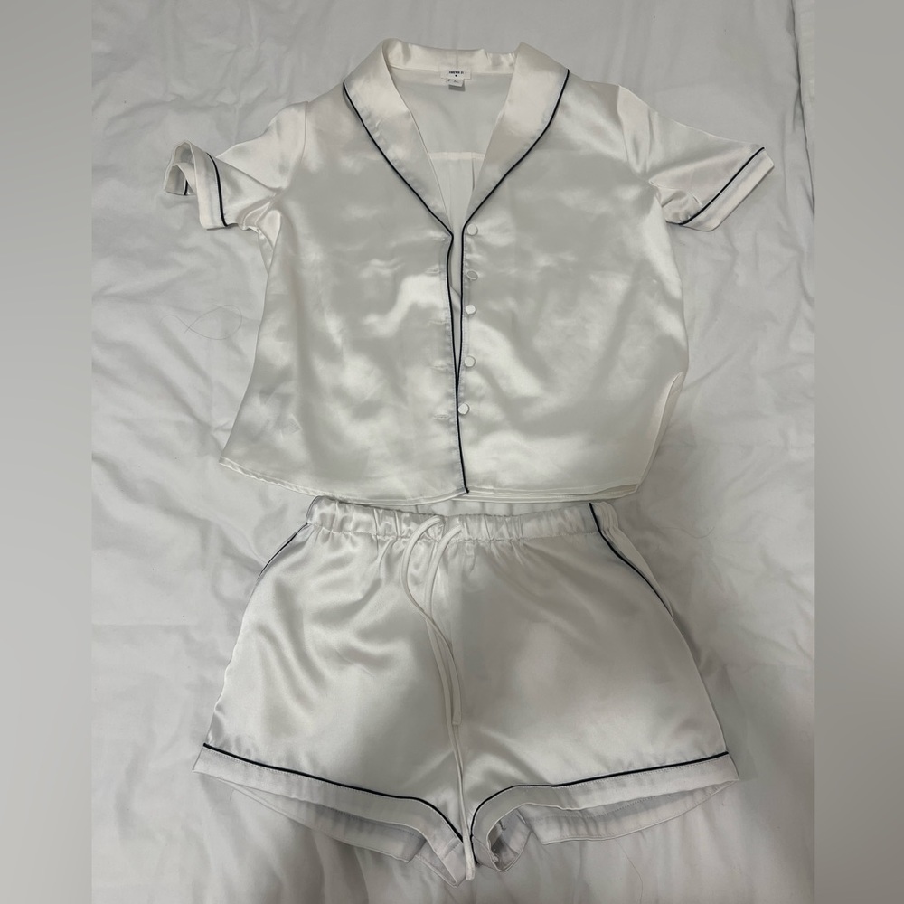 Forever 21 Satin Shirt & Shorts Sleeping Set